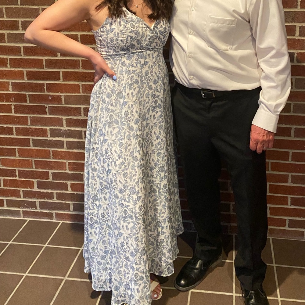 Lulu’s Blue & White Floral Spaghetti Strap Dress